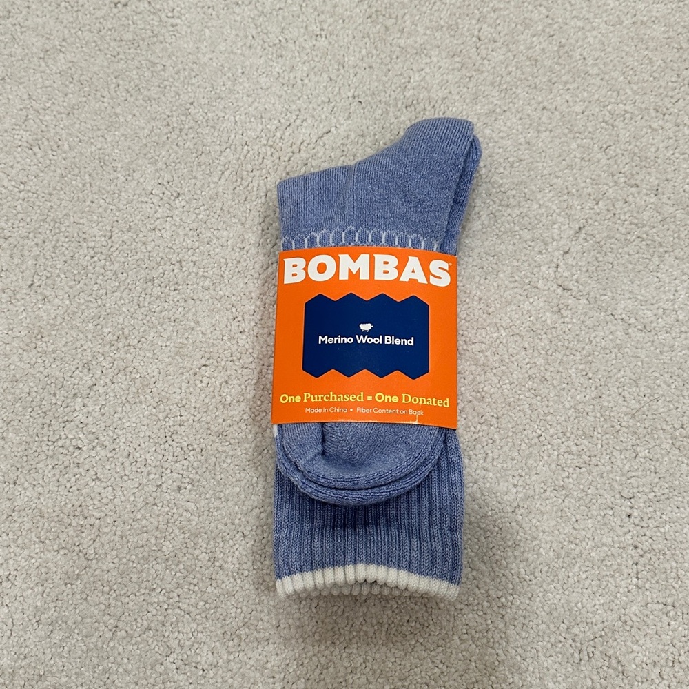 Bombas Blue and White Merino Wool Socks